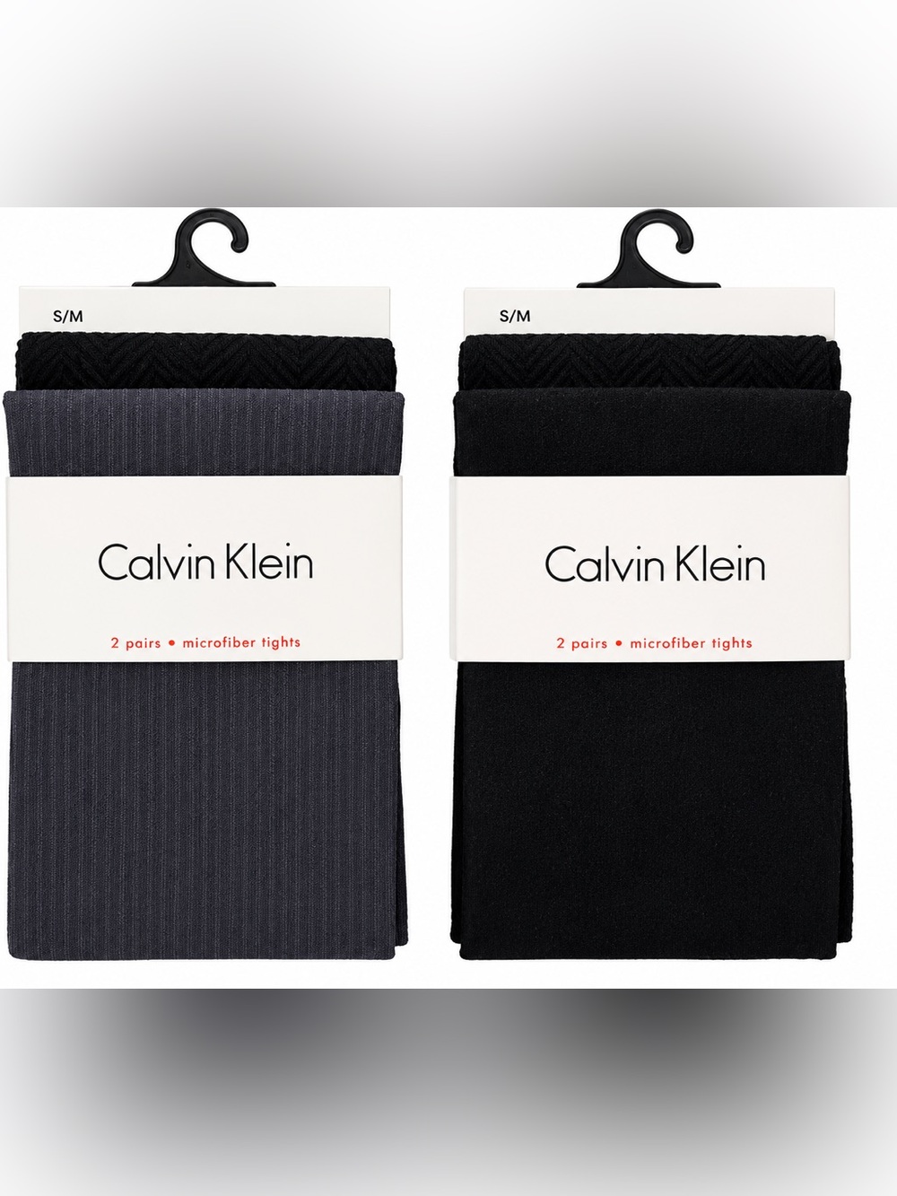 Calvin Klein Tights - Black & Charcoal, 4 pairs black and charcoal, S/M